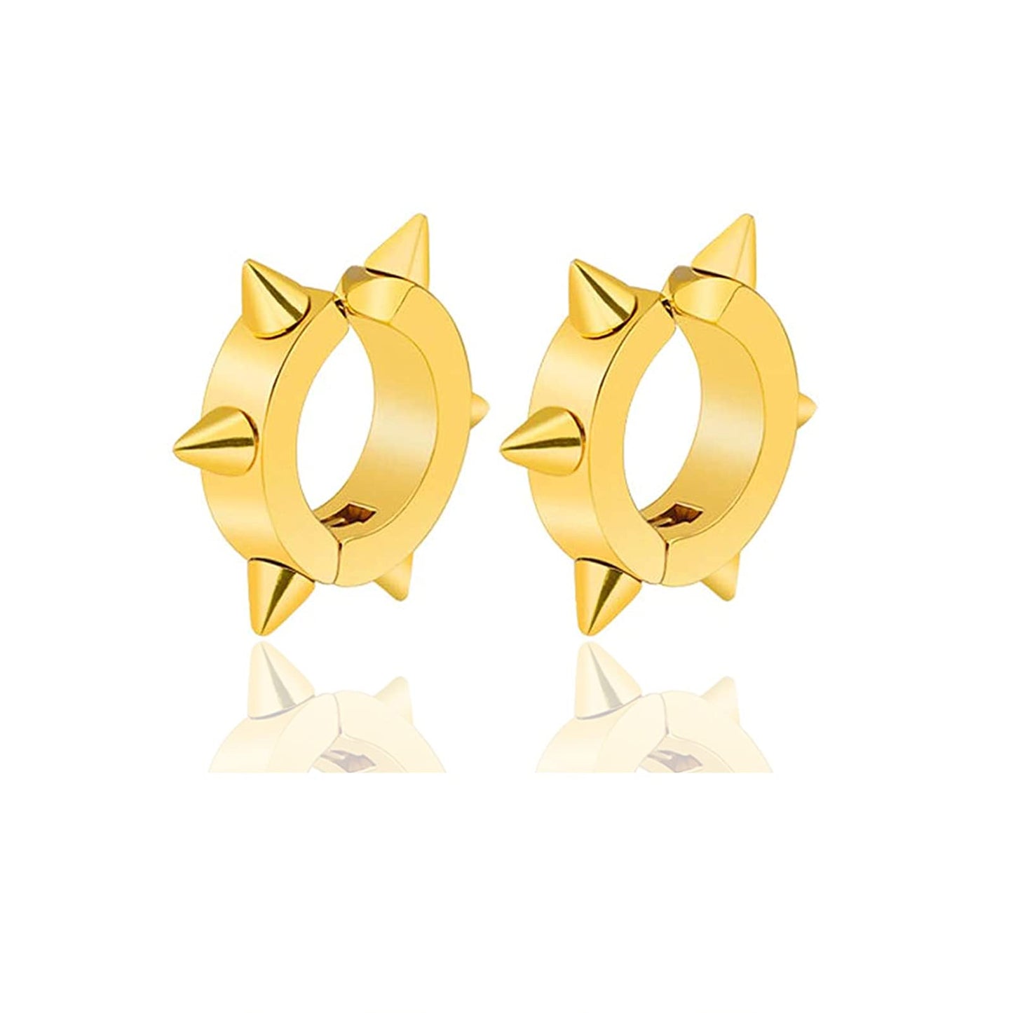 Xusamss Punk Jewelry Stainless Steel Spike Rivet Ear Clip Earrings