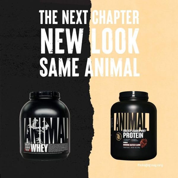 Animal Whey Isolate Protein Powder - Loaded for Pre & Post Workout Muscle Builder and Recovery with Digestive Enzymes for Men & Women - 25g Protein, Great Taste, Low Sugar - Brownie Batter 4 lbs