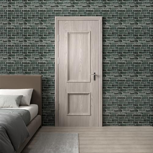 3D Wall Panels Peel and Stick in Green，20 PCS XPE Foam 3D Wallpaper, Faux Brick Wall Panels for Bedroom, Stairs, Kitchen - color: Green Brick, size: 20PCS