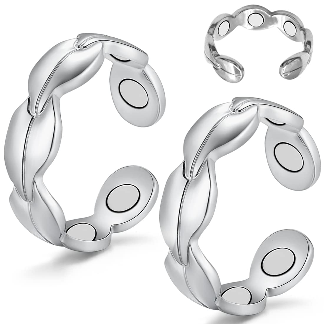 Cigmag 2PCS Copper Rings for Women Adjustable Solid Pure Copper Ring with Present Box