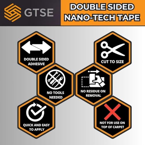 GTSE Double Sided Mounting Tape - Heavy Duty Adhesive 1.18in x 9ft Clear Nano Tape for Picture Hanging, Removable Sticky Pads, Posters, Wall Décor, Carpets, DIY Projects – Strong & Versatile Solution