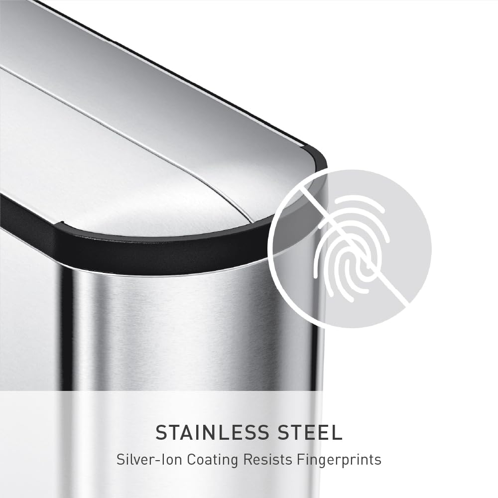 simplehuman 30 Liter / 8 Gallon Butterfly Lid Kitchen Step Trash Can, Brushed Stainless Steel