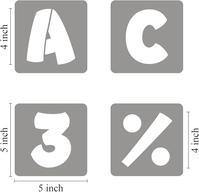 REOLAN 4 Inch Letter Stencils for Painting - 42 Pack Alphabet Letter and Number Stencil Templates with Signs for Painting, Reusable Letters and Numbers Stencils for Chalkboard Wood Signs & Wall Art