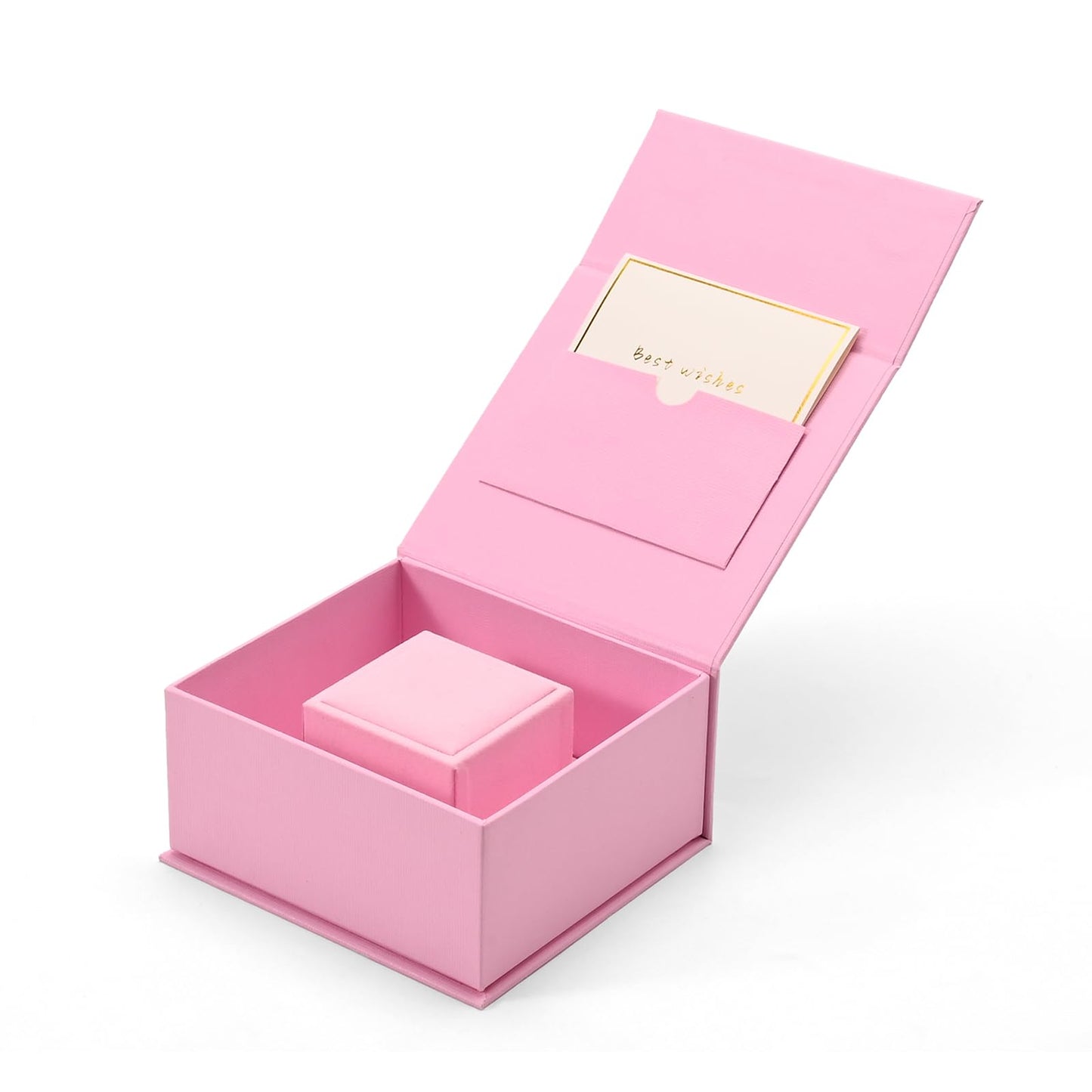Oirlv Ring Gift Box with Lid Magnetic Boxes for Wedding Proposal Gift Birthday Present with Card(Pink)
