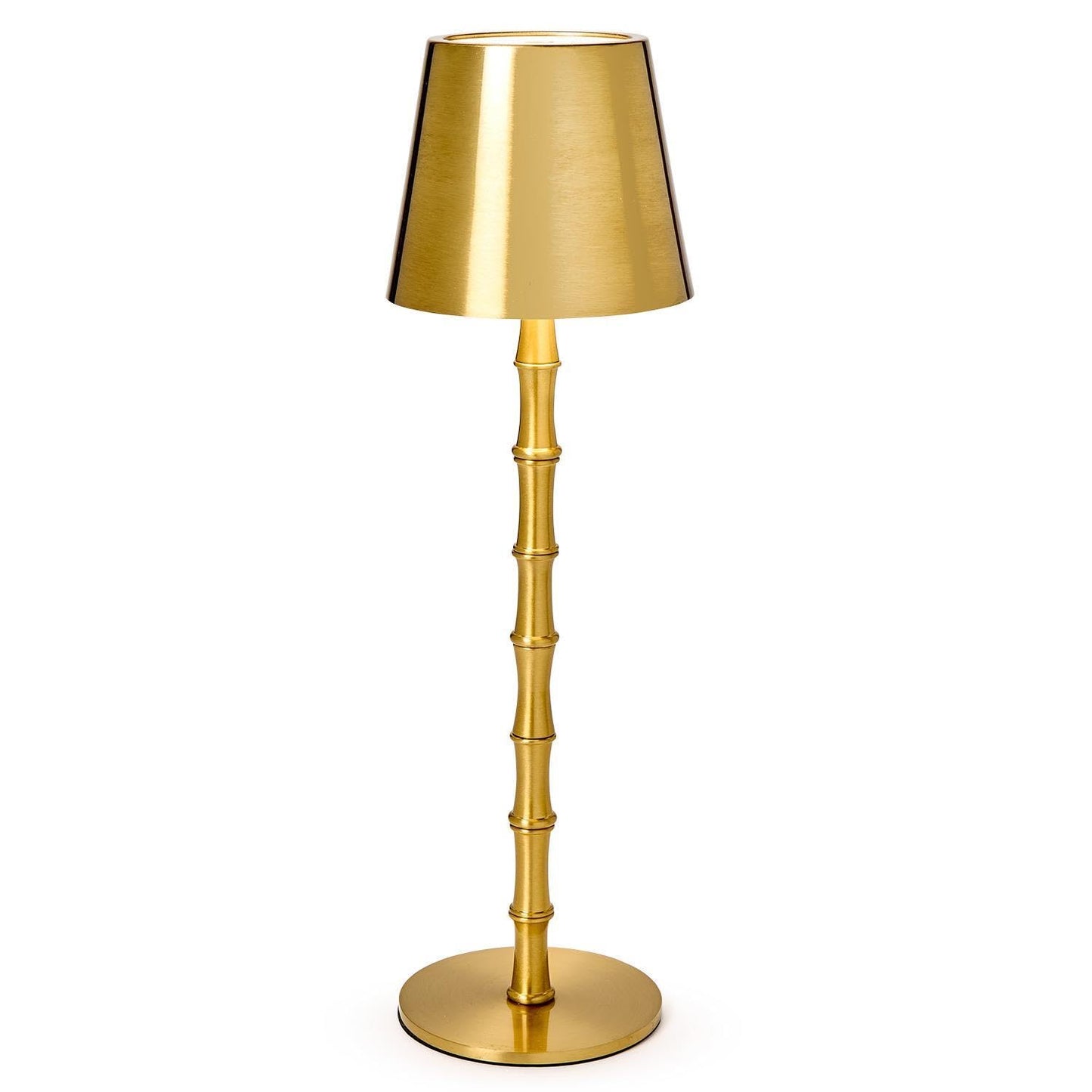 Two's Company LED Cordless Gold Bamboo Table Lamp in Gift Box, 14.5-Inch, Iron