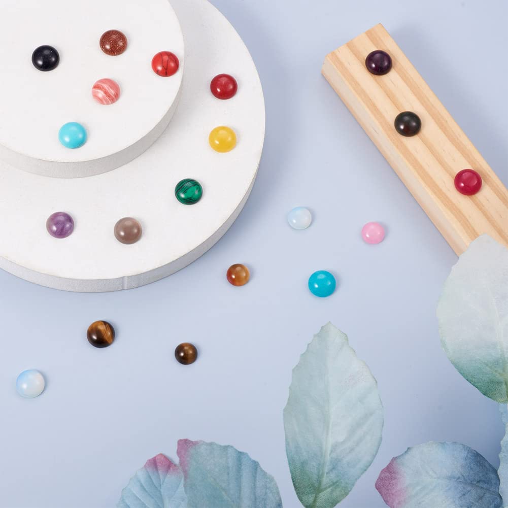 Fashewelry 50Pcs Natural Indian Agate Cabochons Colorful Stone Half Round Beads 12mm Flat Back Gemstone Chakra Healing Crystal Dome Cover Cabs for Jewelry Making