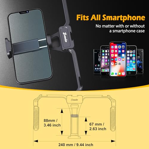 Zeadio Aluminum Smartphone Stabilizer Grip, Foldable Cellphone Video Rig, Filmmaking Vlogging Case, Phone Stabilizer Tripod Mount for All iPhone and Android Smartphones - style: Foldable Version
