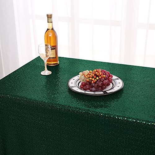 Nanbowang Dark Green Rectangular Sequin Tablecloth - 102" x 60" - Perfect for Parties & Elegant Dining Affairs - size: 102" x 60" (Rectangular)