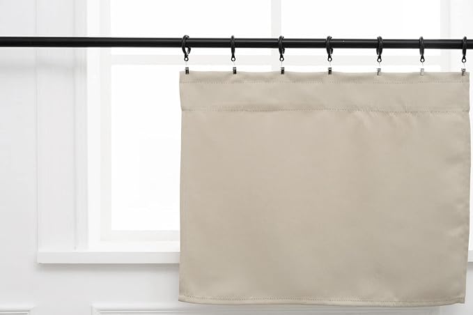 Pickluc Rod Pocket Tier Curtain - Half Blackout Curtain for Kitchen, Bathroom, Cabinet, Basement, 42 Inches Wide and 24 Inches Long, Ivory/Cream, 2 Panels