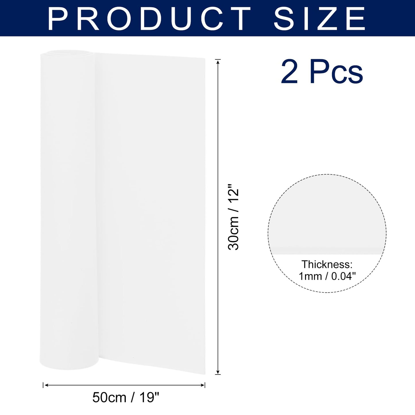 MECCANIXITY Foam Sheets Crafts 19x12 Inch 1mm EVA Craft Foam Paper Foam Sheets for Crafts Projects DIY Cosplay Modeling, White, 2 Sheets