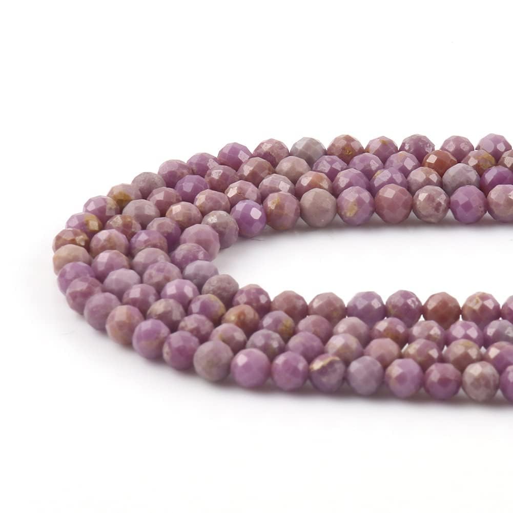 Song Xi 120pcs 3mm Natural Purple Mica Gemstone Beads Faceted Round Loose Stone Beads for Jewelry Making (1 Strand)