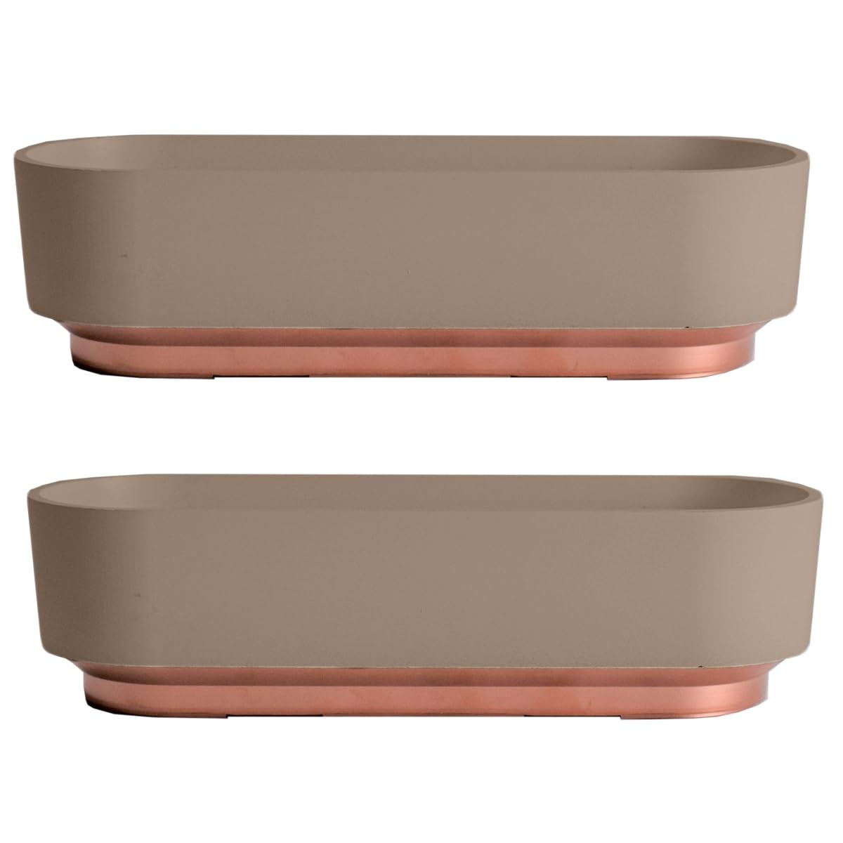 The HC Companies 9.5 Inch Sorrento Succulent Pot - Lightweight Indoor Plastic Succulent Planter with Drainage, Artisan Taupe (Pack of 2)