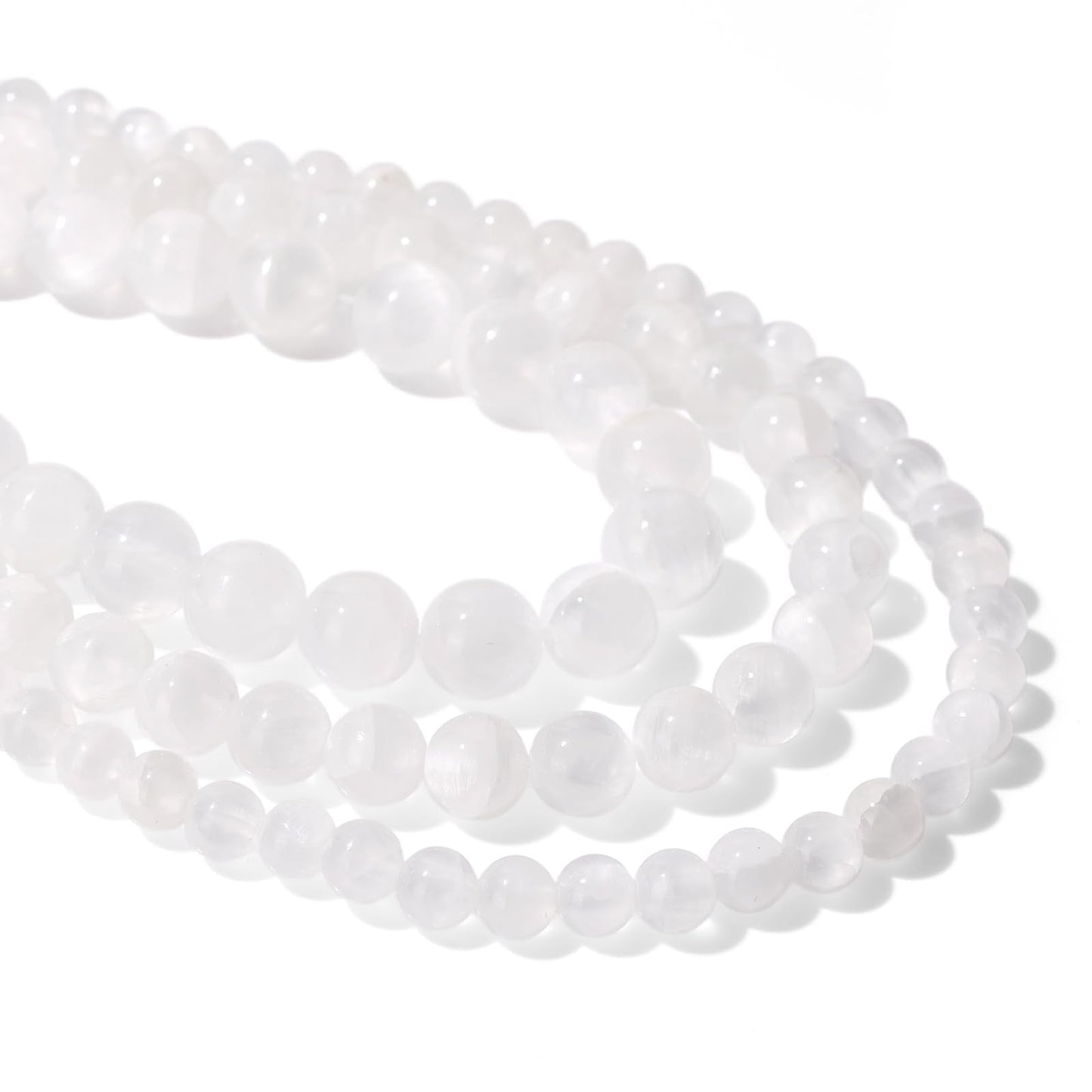 40pcs 10mm Natural Selenite Gemstone Beads Healing Crystal Round Loose Stone Beads for Jewelry Making, Crystal Stone Beads for Bracelets Necklace Earrings Making