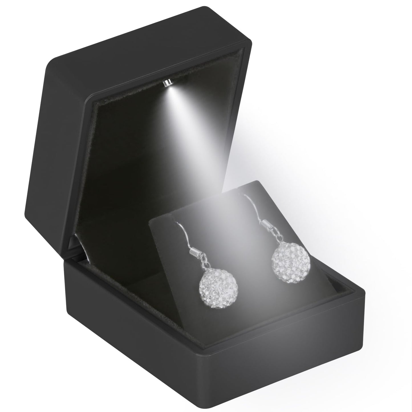 LED Stud Earring Jewelry Gift Box for Proposal, Wedding, Engagement，Birthday Luxury Jewelry Gift Box with LED Light, Jewellry Display Box (Black)