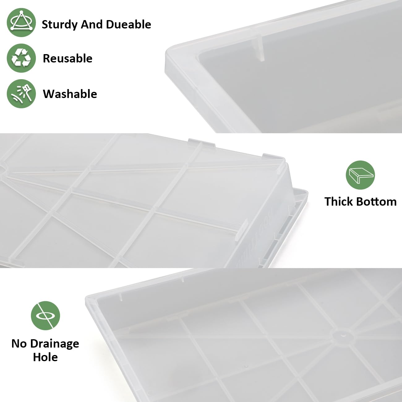 RooTrimmer 1020 Nursery Pot Trays 5 Pack, Transparent Plastic Flat Seed Starter Tray, Durable Square Seedling Starting Tray for Holding and Carrying Plant Pots (Clear)