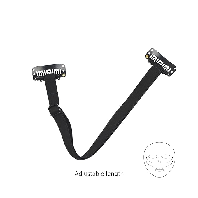 4 Pcs Facelift Bands with Clips Invisible Face Stretching Lifting Strap Adjustable Elastic Band Face Slimming Band (24cm Black Single Bands)