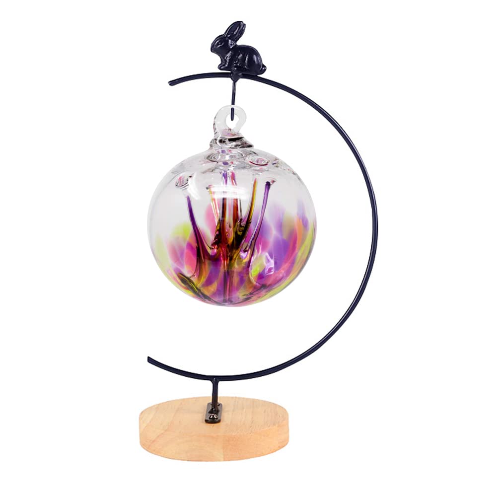 YY YEARCHY Rustic Ornament Display Stand with Rabbit Decoration Air Plants Holder Terrariums Hanging Planter Stand Iron Wire Hanging Pot Hook for Home Decor Ornaments Glass Globe Witch Ball