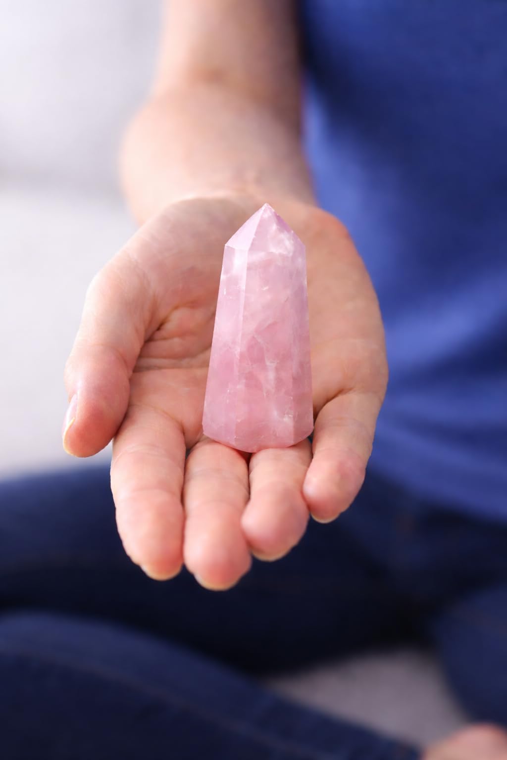 Mina Heal Healing Crystal Wands Point Faceted Prism Bars for Reiki Chakra Meditation Therapy Deco, Crystals for Beginners, Ornaments for Home (Rose Quartz)