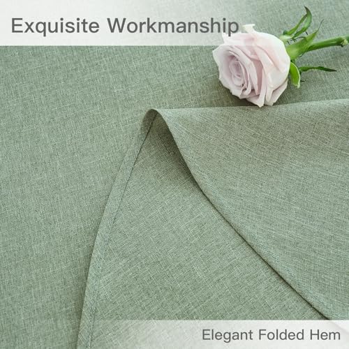 maxmill Linen Textured Tablecloth Spill-Proof Stainproof Wrinkle Free Washable Fabric Table Cloth for Circular Table Cover, Dining Room Buffet Banquet Party Holiday Dinner, Round 70 Inch Sage Green - color: Sage Green, size: 70" (Round)