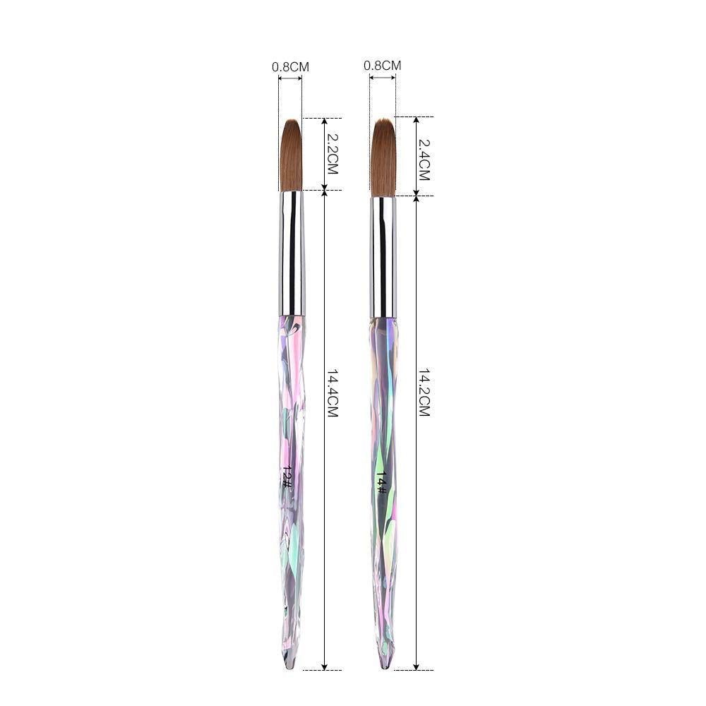 Rolabling Nail Art Brush Acrylic Brush Nail Pen with Symphony Diamond Handle Manicure Design Nail Art Tool (Set-5)