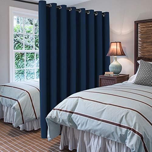 H.VERSAILTEX Blackout Patio Curtains 100 x 84 Inches for Sliding Door Extral Wide Blackout Curtain Panels Thermal Insulated Room Divider - Grommet Top, 7' Tall by 8.5' Wide - Navy Blue