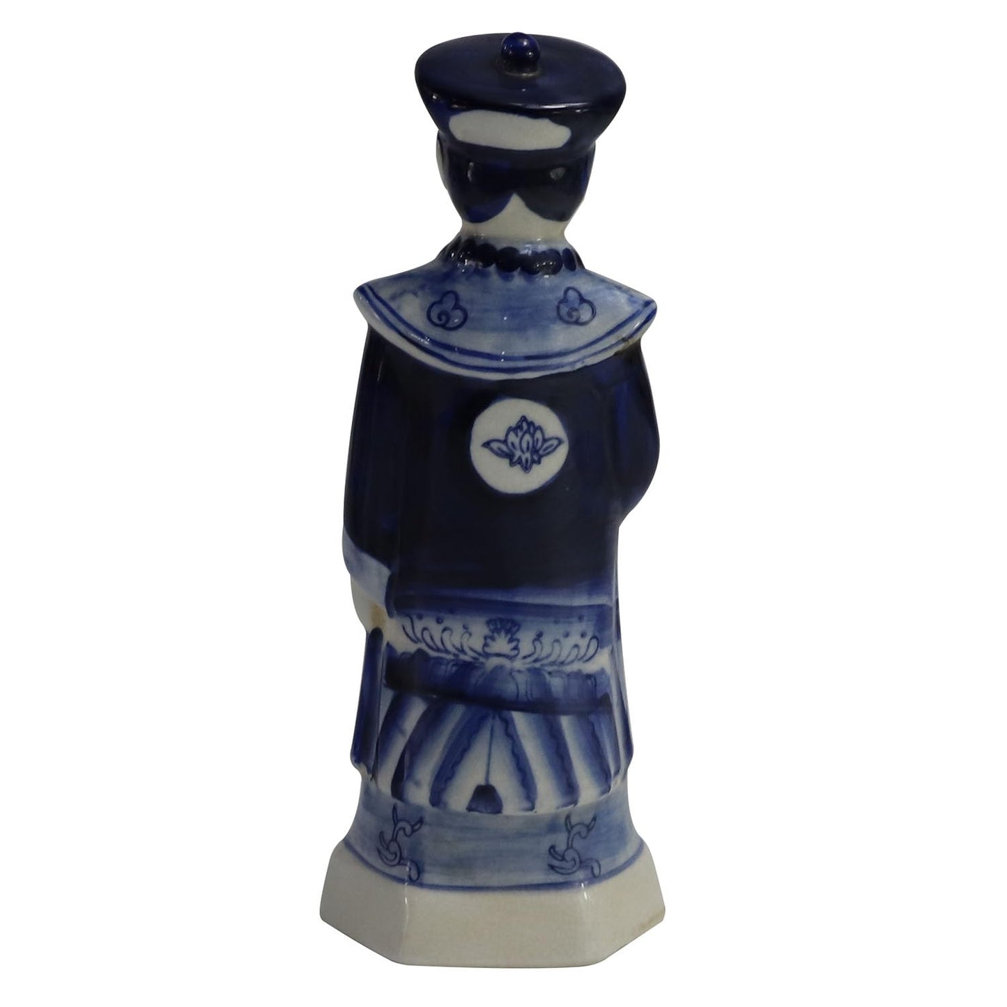 SYNWISH Hand Painted Antique Blue and White Porcelain Figurines Qing Dynasty Ceramic Chinese Emperor Statue Traditional Home Decor Table Accessory (Small - Qianlong)