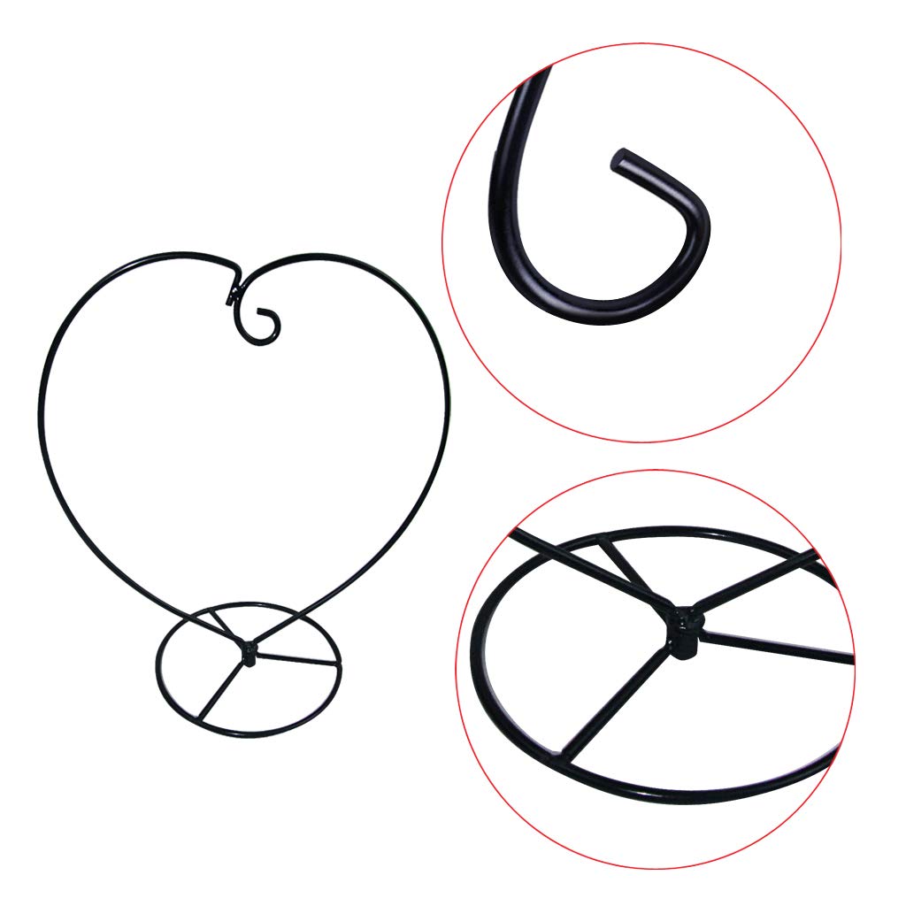 MOCOUM Ornament Display Stand, Iron Glass Ball Ornament Holder Stand for Hanging Plants, Hanging Terrarium Stand for Christmas Wedding Ornament, Home Office Decor (5pcs Black Heart Shaped)