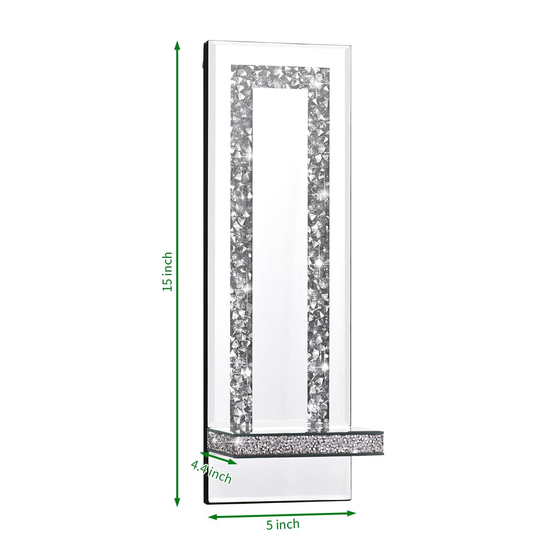 Aeveco Crystal Crush Diamond Mirrored Candle Sconces, Silver Wall Candle Holder Set of 2, Wall Decorations for Living Room，Dining Room (Rectangle Stripe (Style 4))
