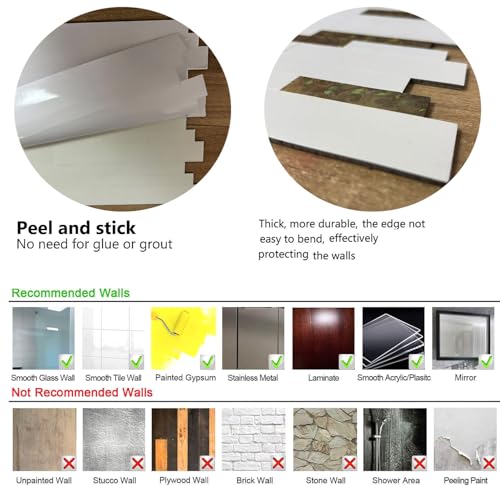 10-Sheet Peel and Stick Backsplash Tile, PVC Mixed Meta,l Stick on Kitchen, Bathroom Vanities, Fireplace Décor, Laundry Table (White+Golden Lasing) - color: White+Golden Lasing