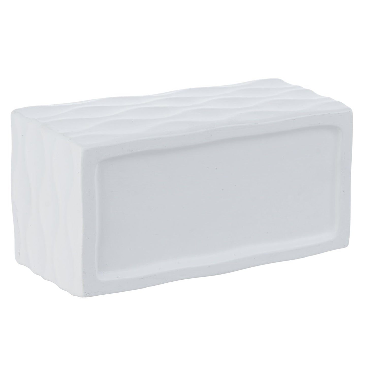 MyGift Modern Wave Pattern White Ceramic Rectangular Planter Pot - Decorative Indoor Flower Container for Home, Office, Patio, and Garden, 8-Inch