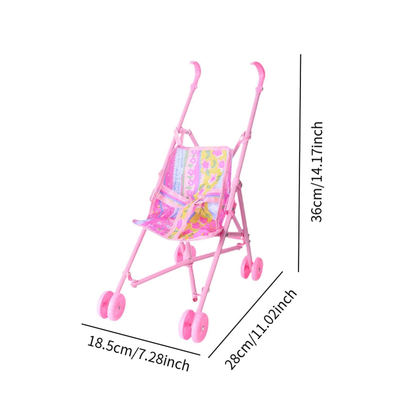 Baby Doll Stroller Toy, 36 cm (14.2 inch) Push Cart for Girls Pretend Play, PP & Cloth Stroller for Learning Activities Role Play Game