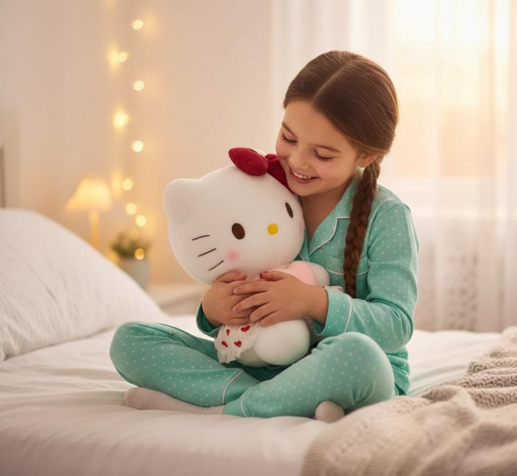 AlphaDesignLuxe 12″ Big Pink Heart Kitty Plush Toy – Kawaii Cat Stuffed Animal, Soft Plush Doll Gift for Kids, Teens & Collectors
