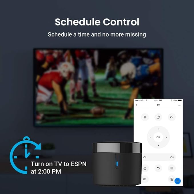 BroadLink RM4mini Smart Remote Hub with Sensor Cable -WiFi IR Blaster for TV Remote, Smart AC Controller, Works with Alexa/Google Home/IFTTT
