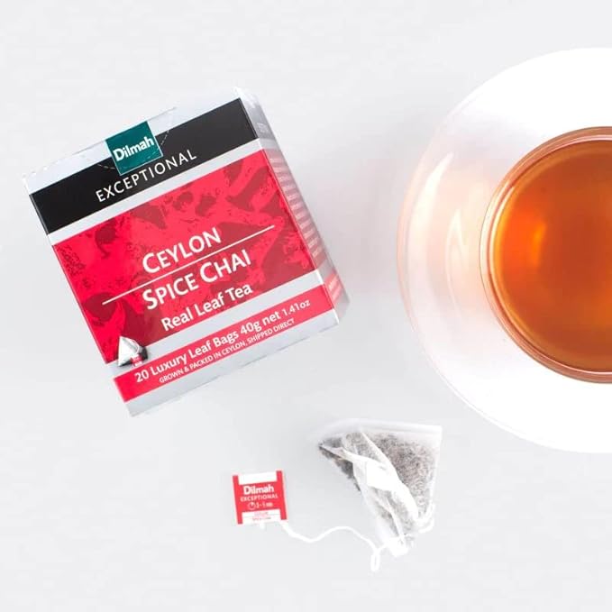 Dilmah Exceptional Ceylon Spice Chai Special Black Tea-20 Luxury Leaf Tea Bags