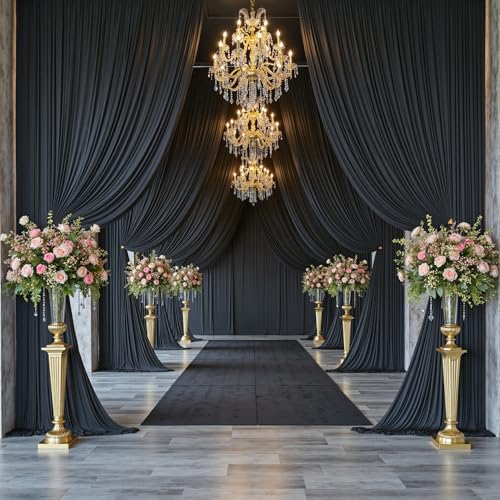 20ftx12ft Black Backdrop Curtain -Wrinkle Free Black Drapes for Birthday Parties, Photography, and Wedding Receptions-4 Panels 5FTx12FT - color: black, size: W5' x H12'(4 panels)