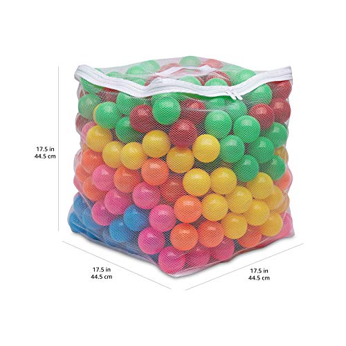 Amazon Basics BPA Free Ball Pit Balls with Storage Bag, Crush-Proof Plastic for Toddlers Kids 12+ Months Play, Phthalate Free, 6 Bright Colors, Pack of 400