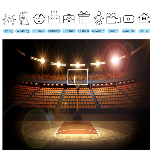 Basketball Backdrop Basketball Arena Photography Background Sports Theme Party Decoration Photoshoot Kids Boys Photo Booth Props 7x5ft - size: 7X5FT