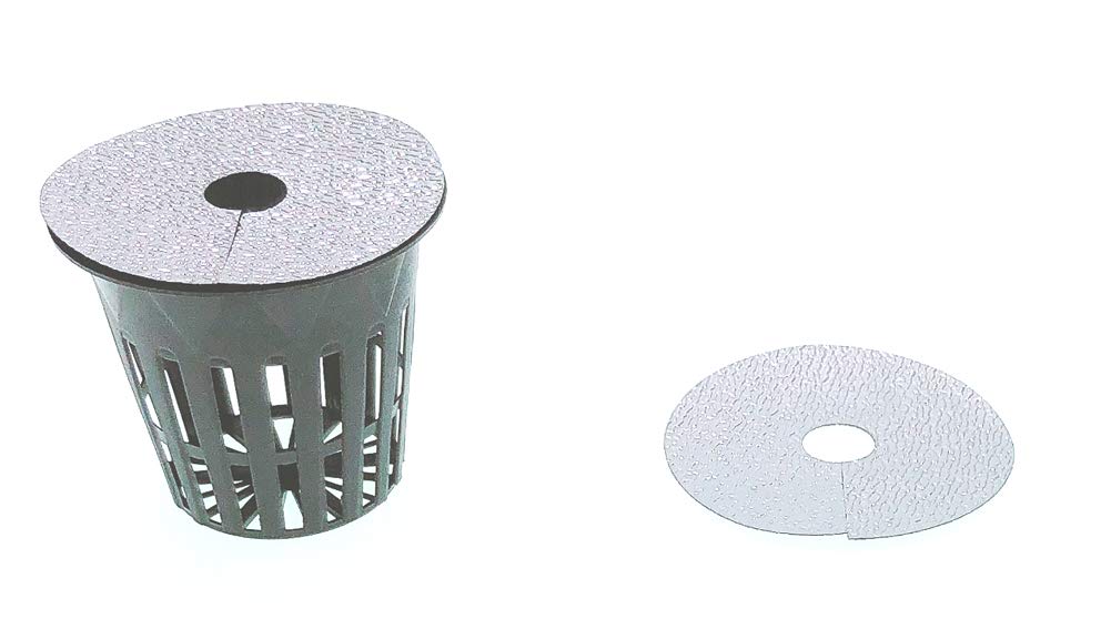HORTIPOTS 2 Inch Net Pot 2 in Wide Rim Design with Reflective Net Pot Lids (Set of 75)