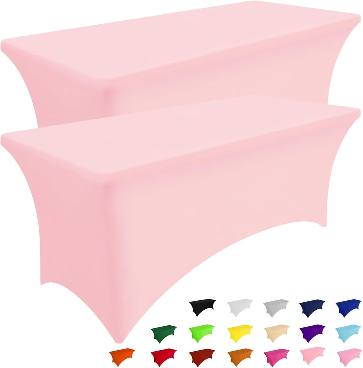 Smiry 2 Pack Spandex Table Cloth 4FT, Elastic Fitted Stretch Tablecloths for Rectangle Tables, Washable Table Cover for Outdoor, Wedding, Banquet & Parties (Pink, 48Lx30Wx30H Inch)