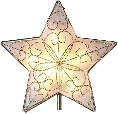 Kurt Adler 10 Light Indoor UL Star Treetop - Fits Perfectly On Christmas Tree Silver Trimming Pattern