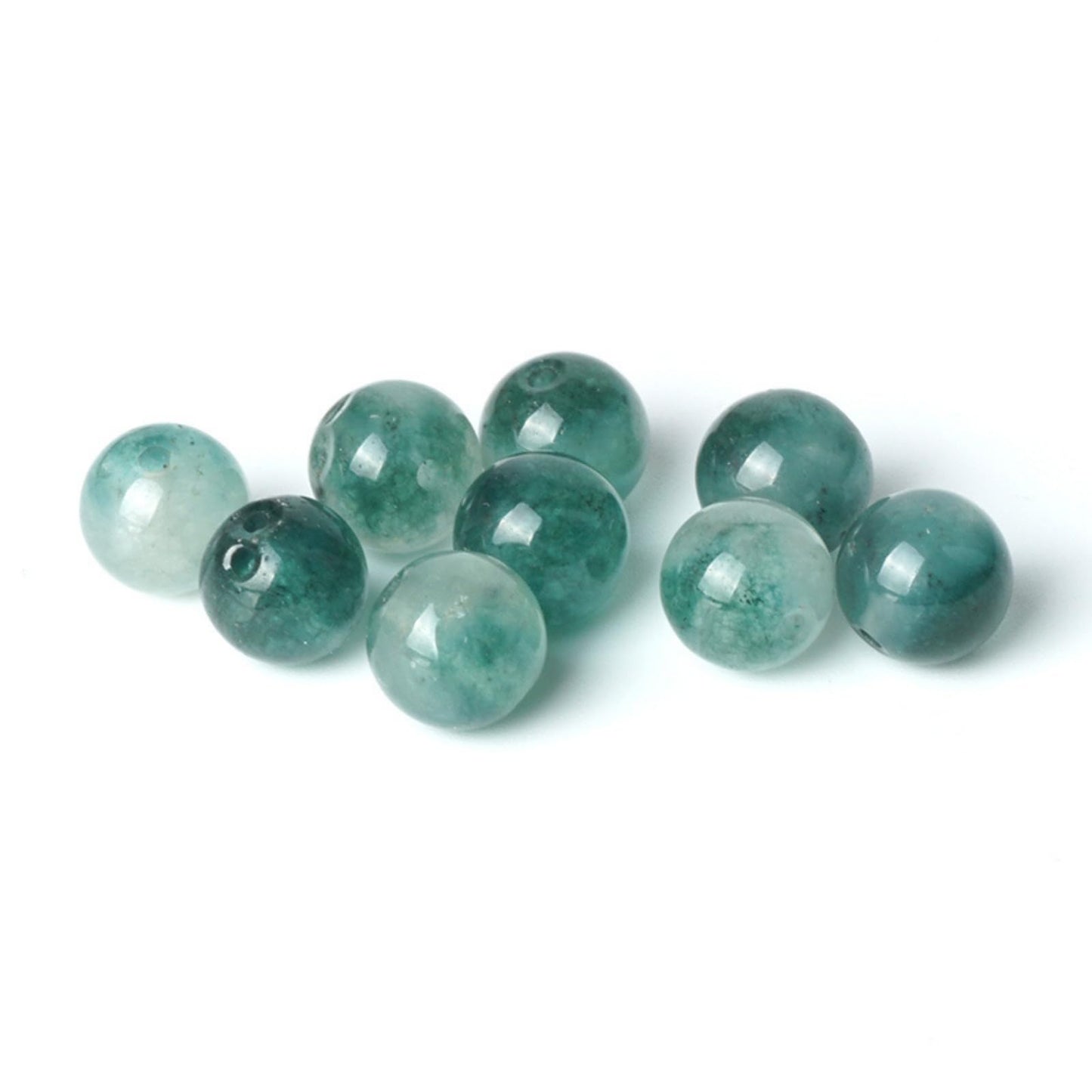 100Pcs Natural Stone 6mm Green Jasper Round Loose Gemstone Energy Healing Beads Hole Size 1mm DIY Smooth Beads for Bracelet Necklace Earrings Jewelry Making