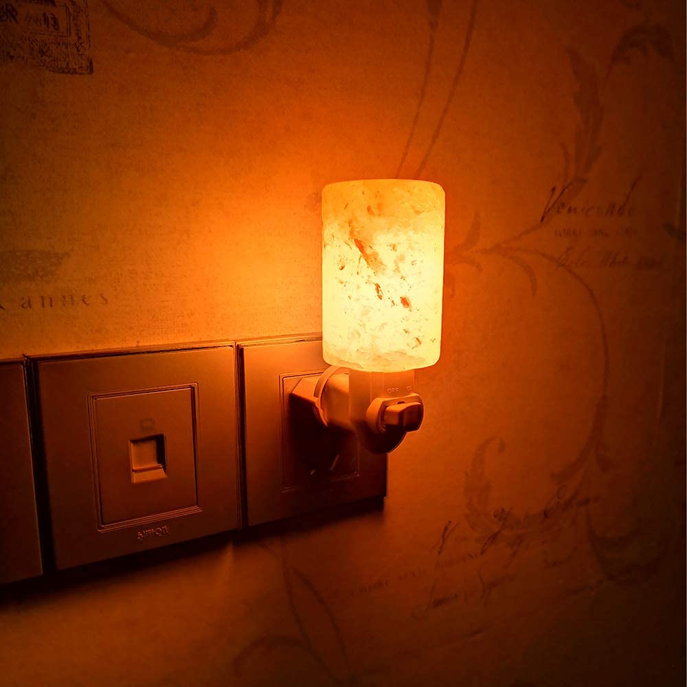pursalt Himalayan Salt Lamp Plug in Night Light 2 Pack, 360 Degree Adjustable Wall Plug & Extra 4 Replacement Bulbs Bathroom Bedroom Night Light, Pink Crystal Rock Salt Hand Crafted Cylinder Size