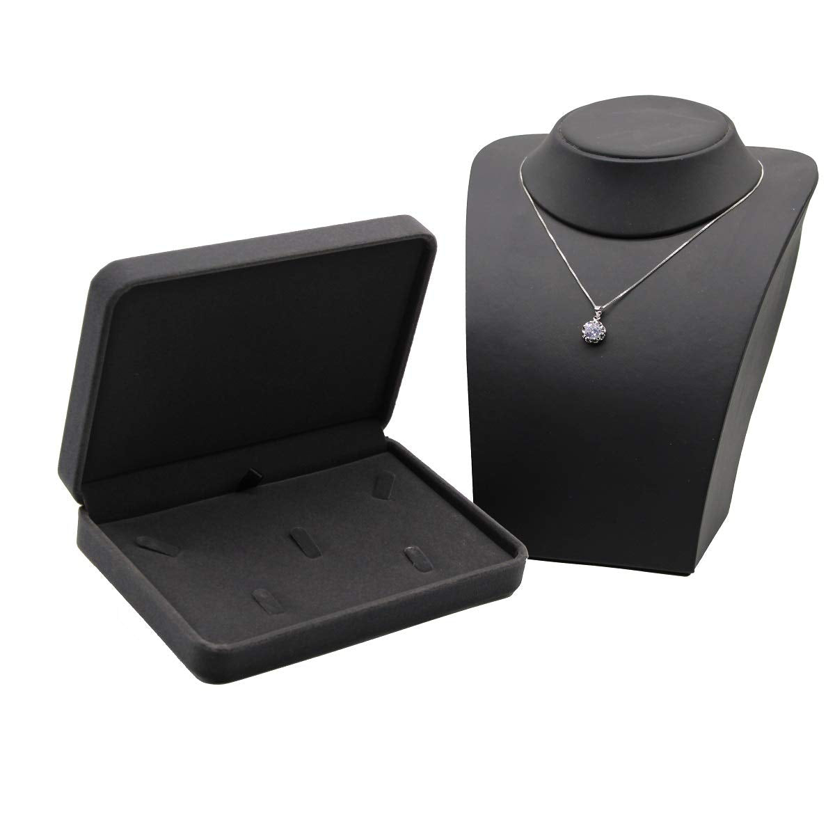 JunningGor Wedding Jewelry Sets Velvet Box Necklace Earring Ring Display Case Storage Holder (Deep Gray)