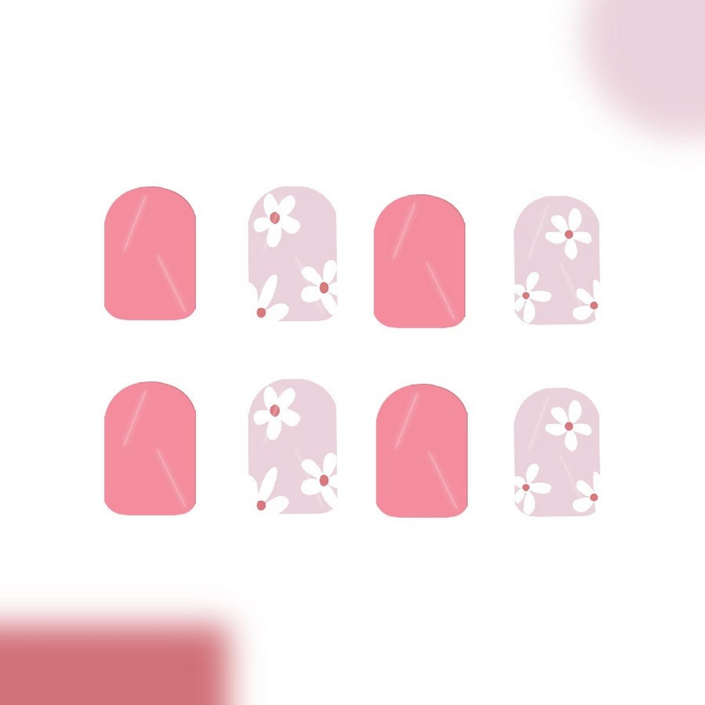 24 Pcs White Flower Press on Nails Short Square Fake Nails Spring Cherry Blossom False Nails Glossy Pink Full Cover Floral Acrylic Nails Stick on Nails for Women Nails Manicure Decoration