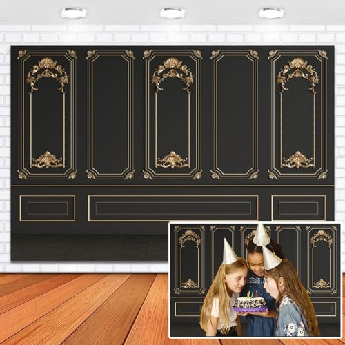 Great 20s Backdrop 10x5ft Vinyl Roaring 1920s Party Photography Background Luxury Black Gold Masquerade Wall Art Decor Dance Prom Photo Props - size: 10x5ft