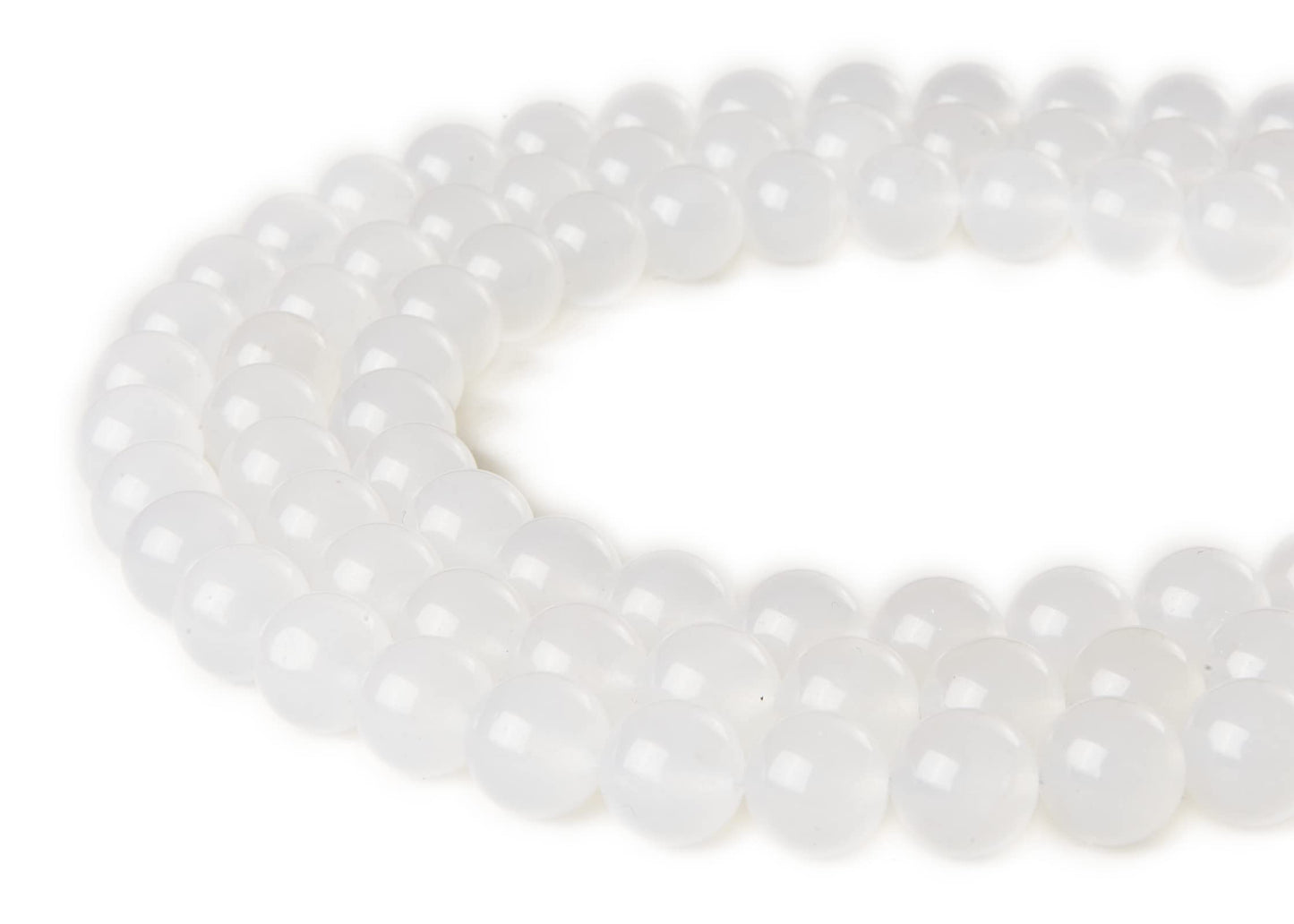60pcs 6mm White Chalcedony Beads Natural Gemstone Beads Round Loose Beads for Jewelry Making
