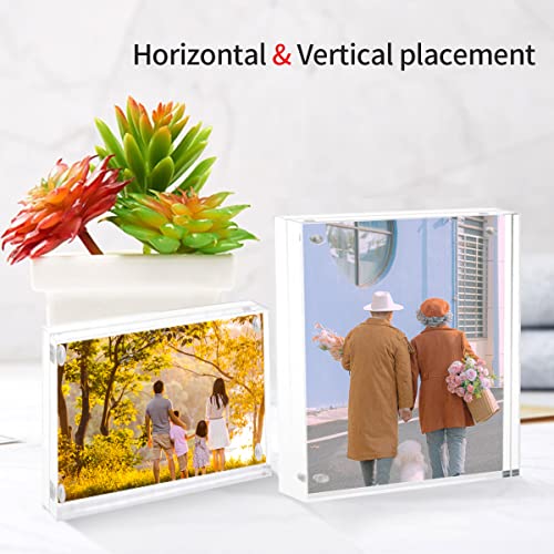 Sezanrpt Acrylic Photo Frames 3.5x5 Double Side Magnets Picture Frame, Magnetic Picture Frames for 3x4, 3x5, 3.5x4.5 photo, 10 + 10MM Thickness 1Pack - size: 3.5'' x 5''