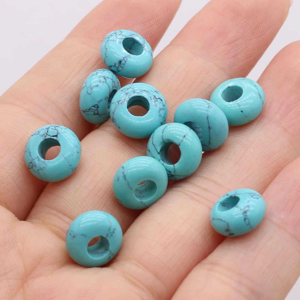 50pcs Natural Semi-Precious Stone Large Hole Loose Beads Abacus Shape Fashionable Opal Amethyst Unakite Rose Quartz Charm Beads for Making Necklace Bracelet