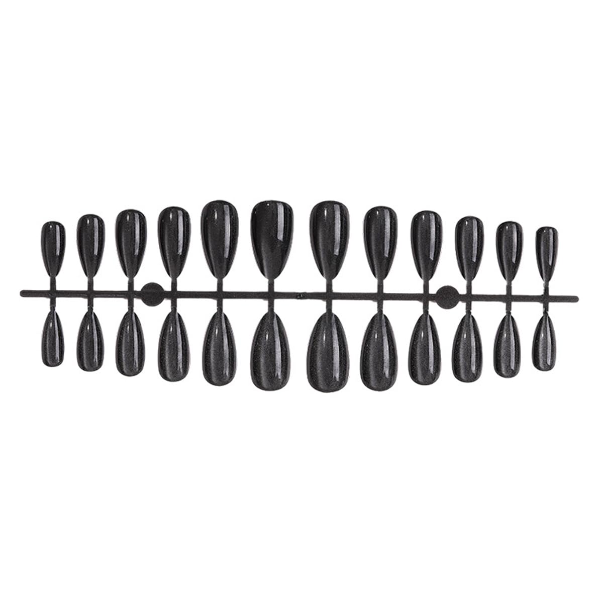 Black Press on Nails Medium Almond Fake Nails Glitter Nails Press ons with Design Full Cover Glue on Nail Stick on Nails for Women Manicure,Glossy | Reusable | Nail Sticky Tab | Easy Apply | 24Pcs