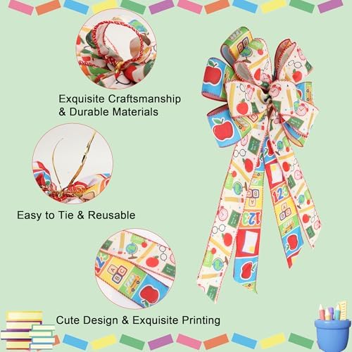 2PCS Large Back to School Wreath Bows for Front Door Bulletin Board Decor